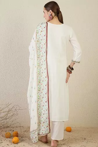 Women Ethnic Motifs Printed Cotton Kurta with Trousers & Dupatta