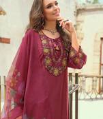 Floral Embroidered Thread Work Tieup Neck A-Line Kurta With Trousers & Dupatta