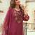 Floral Embroidered Thread Work Tieup Neck A-Line Kurta With Trousers & Dupatta