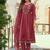Floral Embroidered Thread Work Tieup Neck A-Line Kurta With Trousers & Dupatta