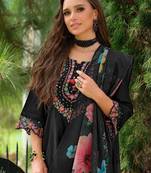 Floral Embroidered Tieup Neck Liva A-Line Kurta With Trousers & Dupatta