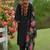 Floral Embroidered V-Neck Liva A-Line Kurta With Trousers & Dupatta