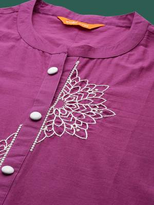 Women Ethnic Motifs Embroidered Pure Cotton A-Line Kurta With Trousers 6