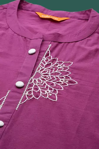 Women Ethnic Motifs Embroidered Pure Cotton A-Line Kurta With Trousers