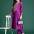 Embroidered Notch Neck A-Line Kurta With Trousers