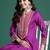 Embroidered Notch Neck A-Line Kurta With Trousers