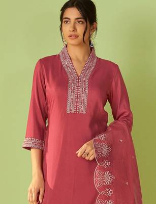 Women Ethnic Motifs Embroidered Kurta with Trousers & Dupatta 1