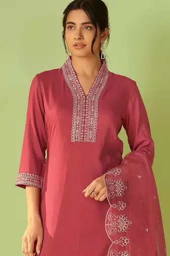 Women Ethnic Motifs Embroidered Kurta with Trousers & Dupatta
