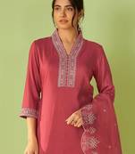 Women Ethnic Motifs Embroidered Kurta with Trousers & Dupatta