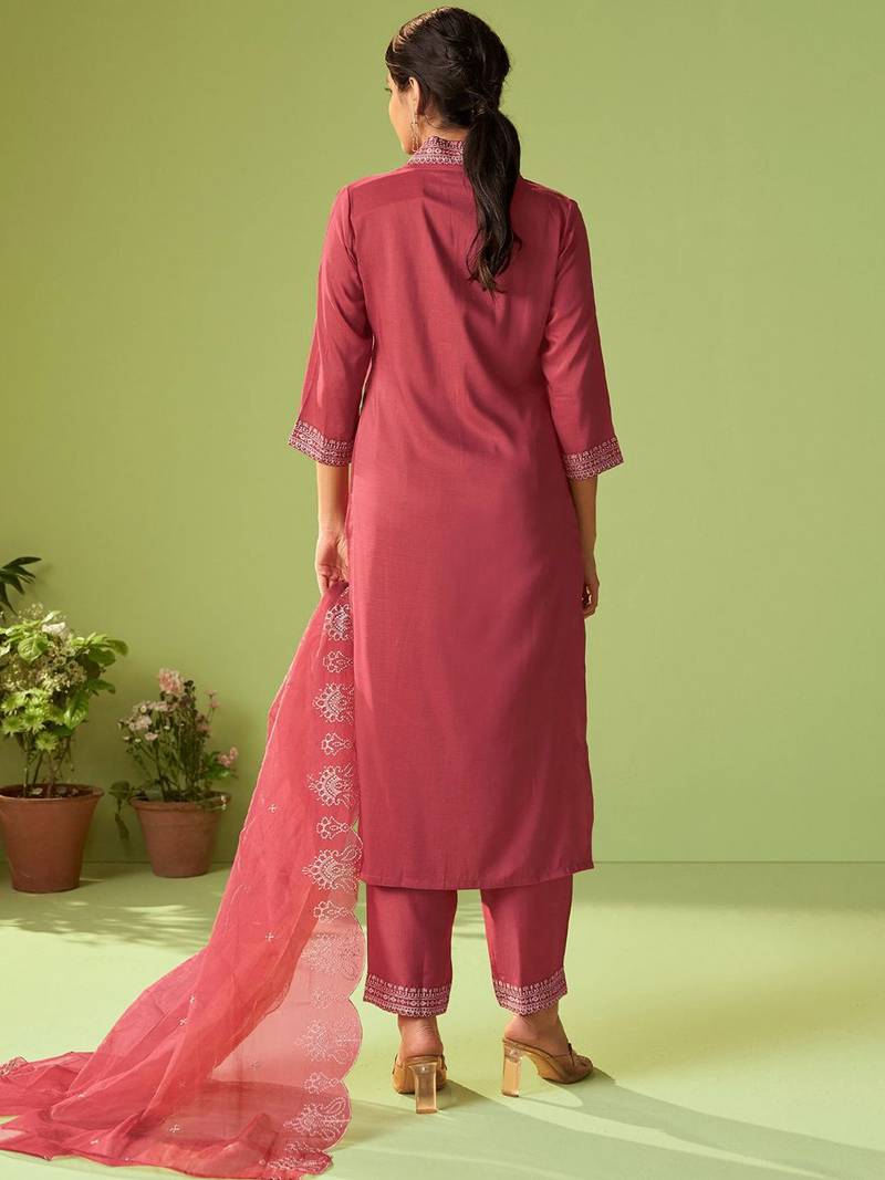 Women Ethnic Motifs Embroidered Kurta with Trousers & Dupatta