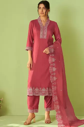 Women Ethnic Motifs Embroidered Kurta with Trousers & Dupatta