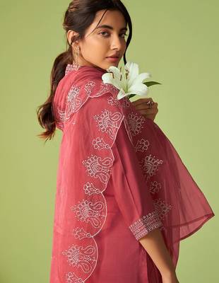 Women Ethnic Motifs Embroidered Kurta with Trousers & Dupatta 6