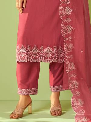 Women Ethnic Motifs Embroidered Kurta with Trousers & Dupatta 7