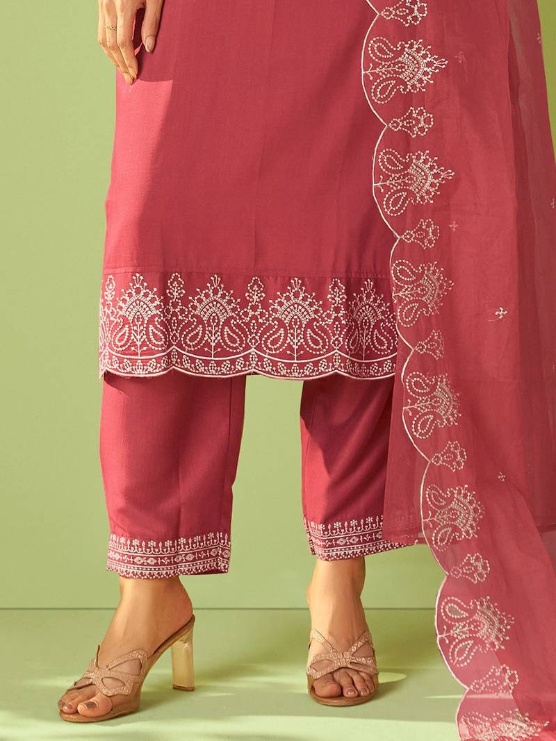 Women Ethnic Motifs Embroidered Kurta with Trousers & Dupatta