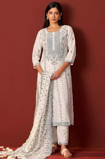 Women Ethnic Motifs Embroidered Kurta with Trousers & Dupatta