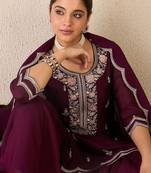 Women Ethnic Motifs Embroidered Regular Sequinned Kurta with Sharara & With Dupatta