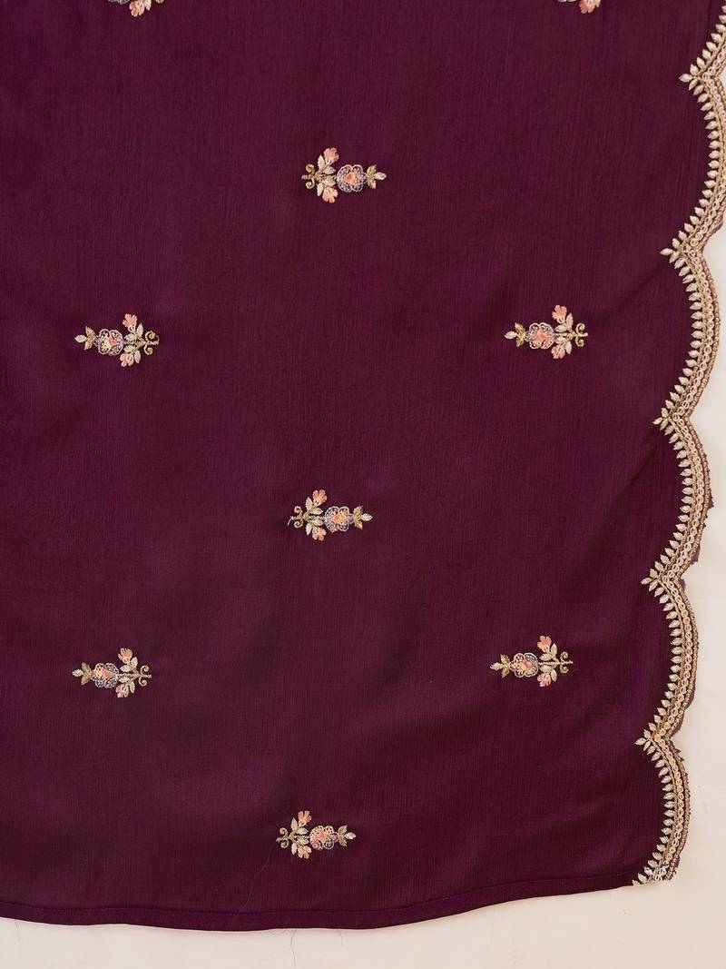 Women Ethnic Motifs Embroidered Regular Sequinned Kurta with Sharara & With Dupatta