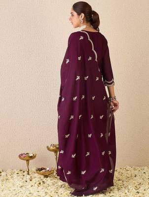 Women Ethnic Motifs Embroidered Regular Sequinned Kurta with Sharara & With Dupatta 6