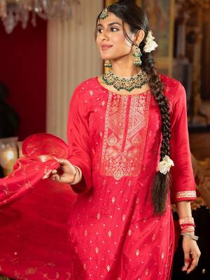 Women Ethnic Motifs Regular Kurta with Trousers & With Dupatta 1