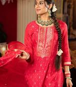 Women Ethnic Motifs Regular Kurta with Trousers & With Dupatta