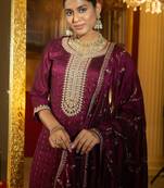 Women Ethnic Motifs Embroidered Regular Sequinned Kurta with Trousers & With Dupatta