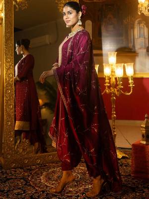 Women Ethnic Motifs Embroidered Regular Sequinned Kurta with Trousers & With Dupatta 2