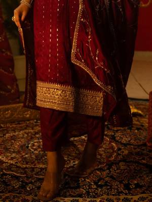 Women Ethnic Motifs Embroidered Regular Sequinned Kurta with Trousers & With Dupatta 7