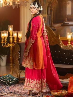 Women Ethnic Motifs Embroidered Regular Sequinned Kurta with Palazzos & With Dupatta 5