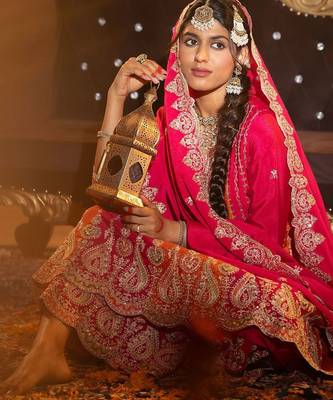 Women Ethnic Motifs Embroidered Regular Sequinned Kurta with Palazzos & With Dupatta 6