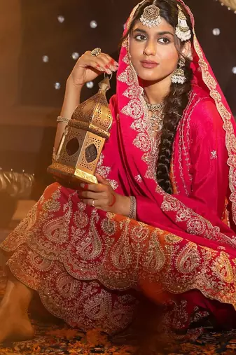 Women Ethnic Motifs Embroidered Regular Sequinned Kurta with Palazzos & With Dupatta