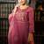 Floral Embroidered Thread Work Kurta With Trousers & Dupatta