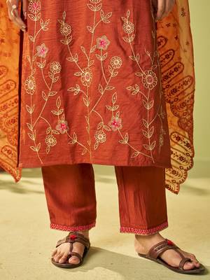 Women Floral Embroidered Kurta with Trousers & Dupatta 6