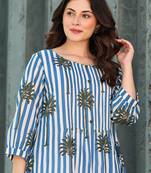 Floral Printed Round Neck Pure Cotton A-Line Kurta With Trousers