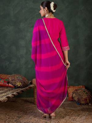 Ethnic Motifs Embroidered Sequinned Kurta With Trousers & Dupatta 5