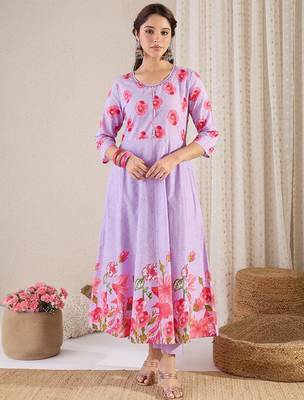 Women Floral Printed Cotton Kurta with Trousers & Dupatta 2