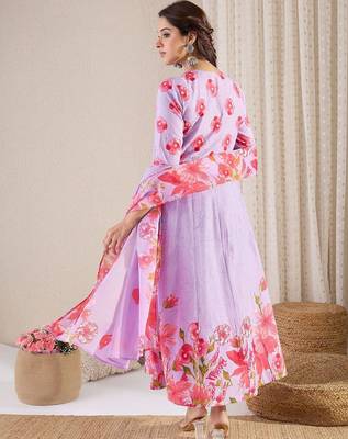 Women Floral Printed Cotton Kurta with Trousers & Dupatta 5