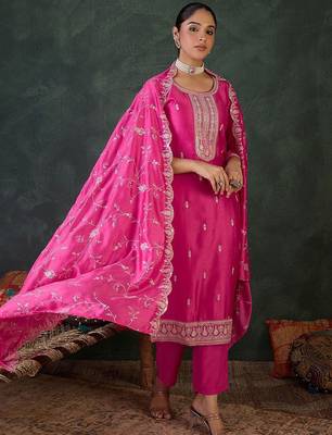 Women Ethnic Motifs Embroidered Kurta with Trousers & Dupatta 4