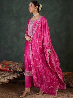 Women Ethnic Motifs Embroidered Kurta with Trousers & Dupatta 5