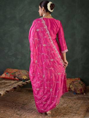 Women Ethnic Motifs Embroidered Kurta with Trousers & Dupatta 6