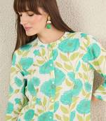 Floral Printed Mandarin Collar A-Line Kurta With Palazzos