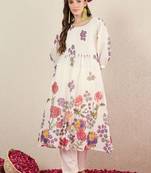 Women Floral Printed Cotton Kurta with Trousers