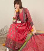 Women Ethnic Motifs Printed Cotton Kurta with Trousers & Dupatta