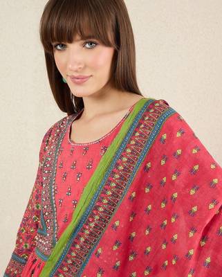 Women Ethnic Motifs Printed Cotton Kurta with Trousers & Dupatta 2