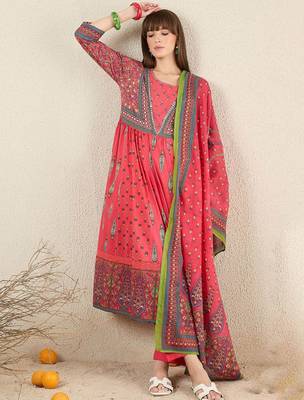 Women Ethnic Motifs Printed Cotton Kurta with Trousers & Dupatta 7