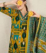 Women Abstract Printed Cotton Kurta with Trousers & Dupatta