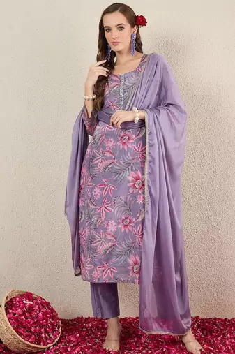 Women Floral Printed Kurta with Trousers & Dupatta