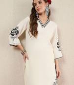 Women Solid Embroidered Kurta with Trousers