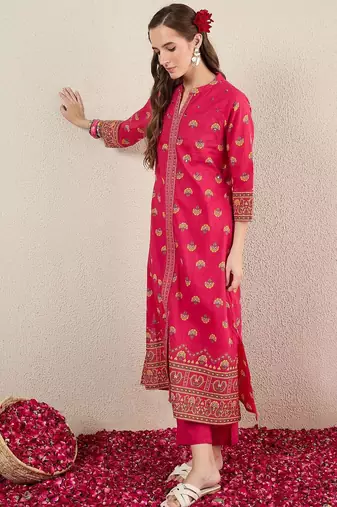 Women Ethnic Motifs Printed Cotton Kurta with Trousers