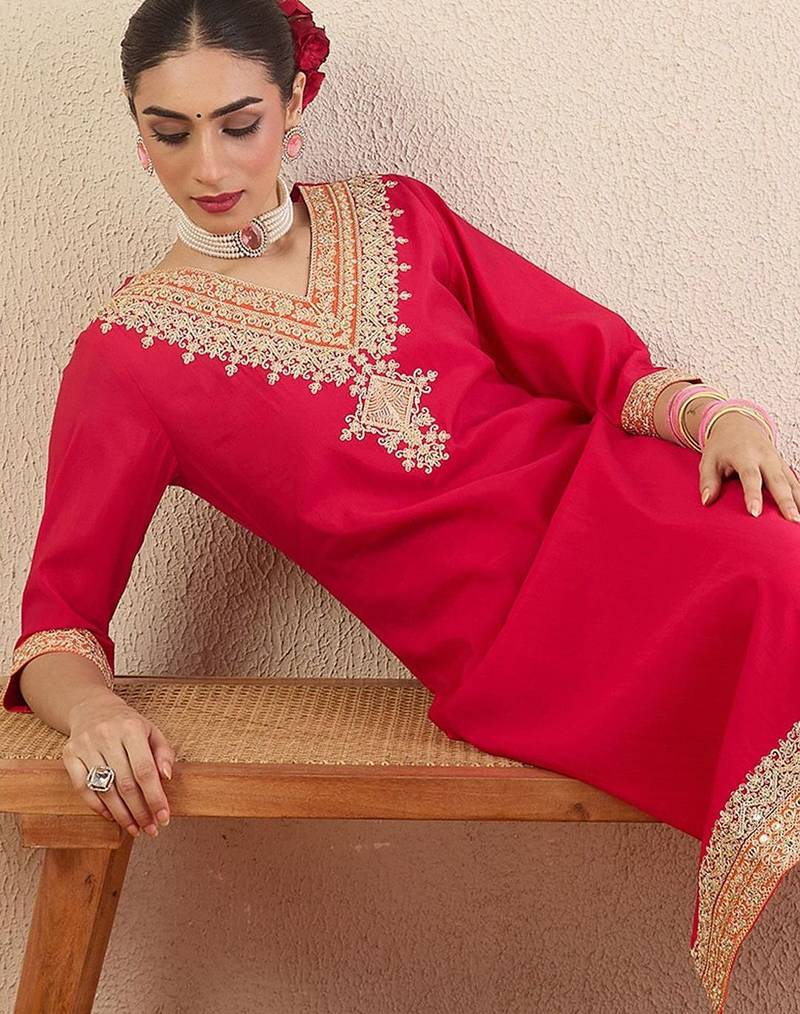 Women Ethnic Motifs Embroidered Regular Kurta with Trousers
