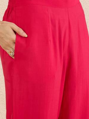 Women Ethnic Motifs Embroidered Regular Kurta with Trousers 4